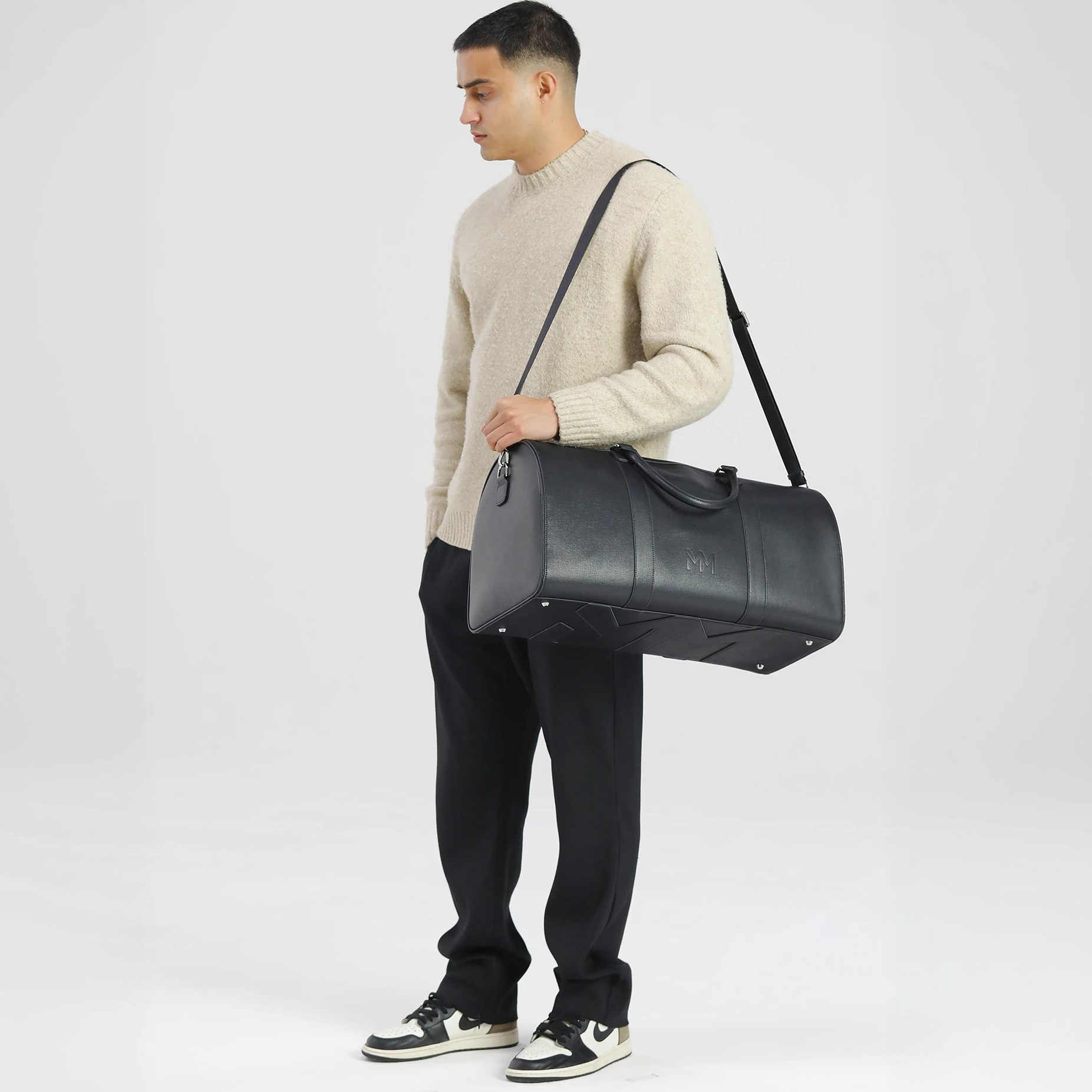 MM London Nardo Saffiano Black Duffel Bag
